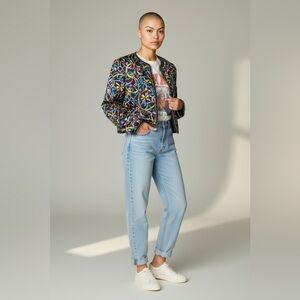 Vintage Maggy London Bow Print 100% Silk Jacket Size Medium